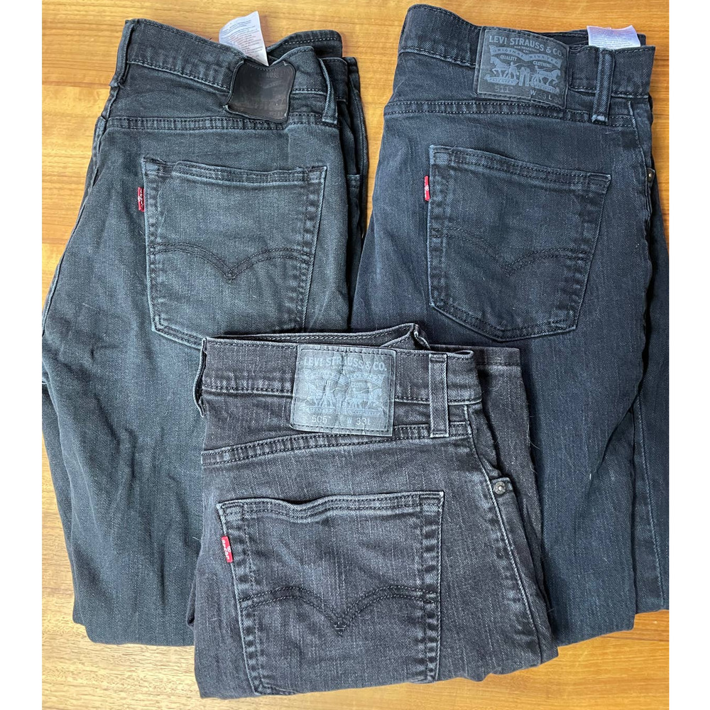Levi's 2 pairs Black Jeans 511 and 513 + Shorts 505 W33 L30/32 Skinny
